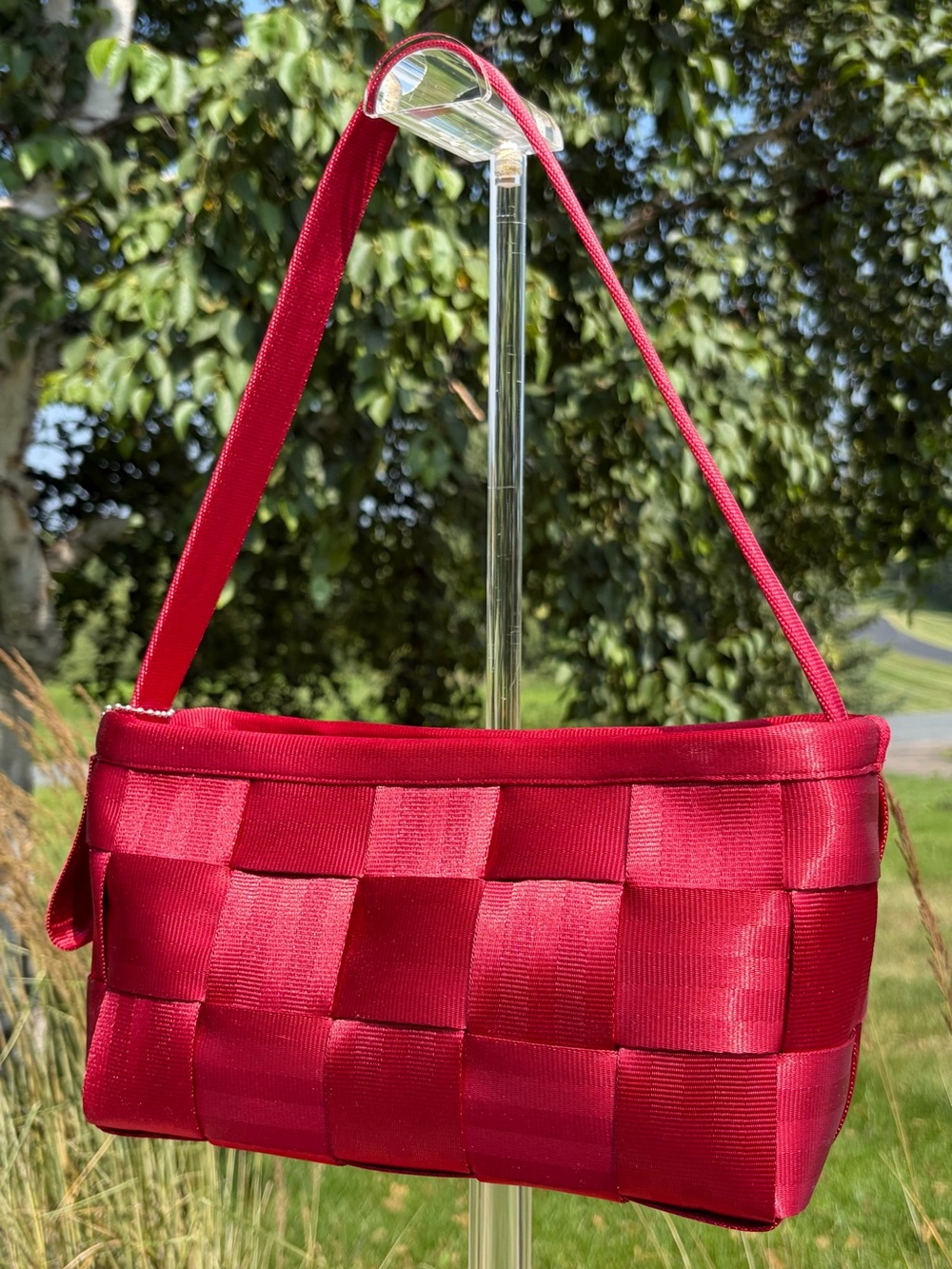 Vintage Harvey’s “The Original Detroit” Scarlet Red Baguette Shoulder Bag EUC - Picture 4 of 15